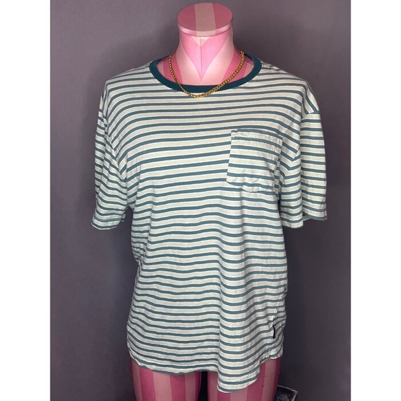 Vintage Distortion Striped Short Sleeve Women's Shirt Size Medium - Picture 1 of 8